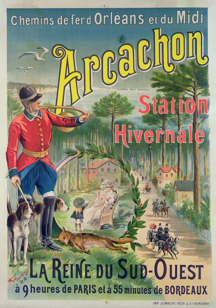 Poster pubblicitario per la località balneare di Arcachon, c.1910 da M. de Fonremis