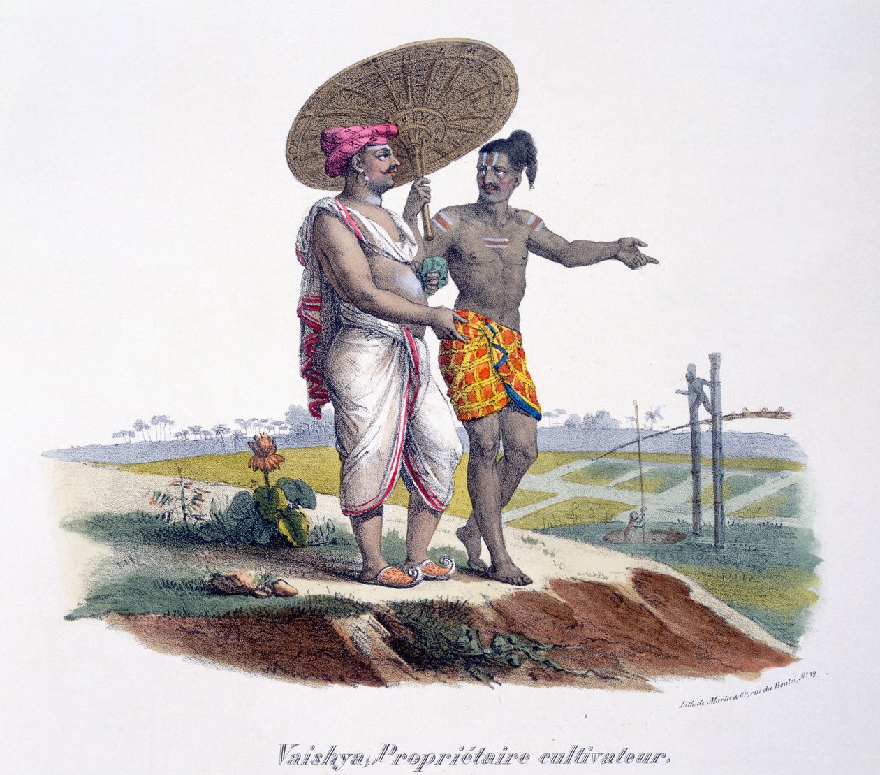 Un uomo della casta Vaishya ispeziona il suo piccolo possedimento, 1827-35 da M.E. Burnouf