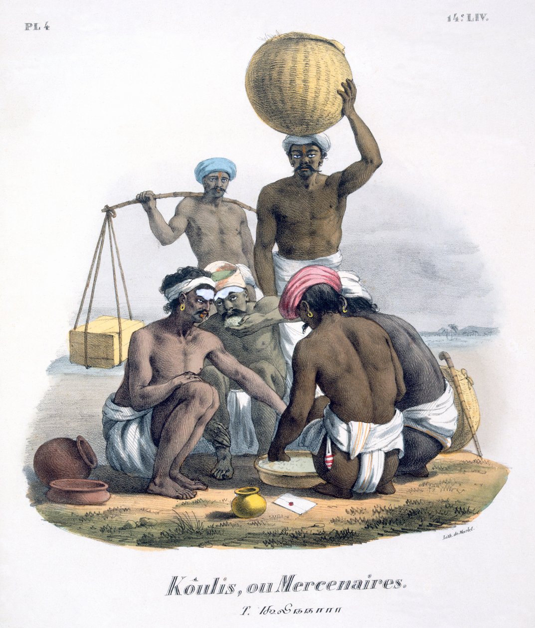 Lavoratori che condividono il riso, 1827-35 da M.E. Burnouf