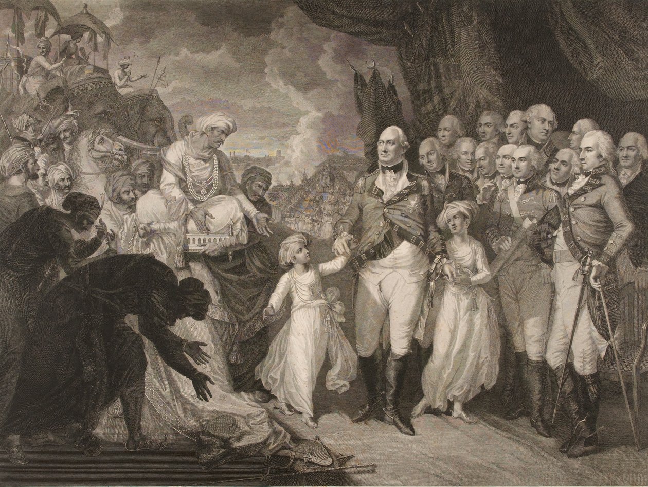 Il Marchese Cornwallis riceve i principi ostaggi, figli di Tippoo Sultan da M. (after) Brown
