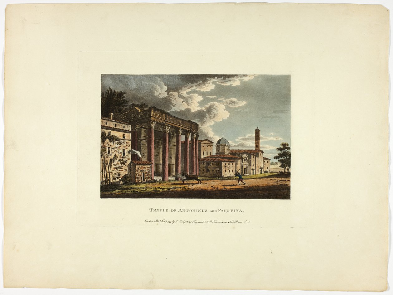Tempio di Antonino e Faustina, lastra trentasei delle Rovine di Roma da M. Dubourg