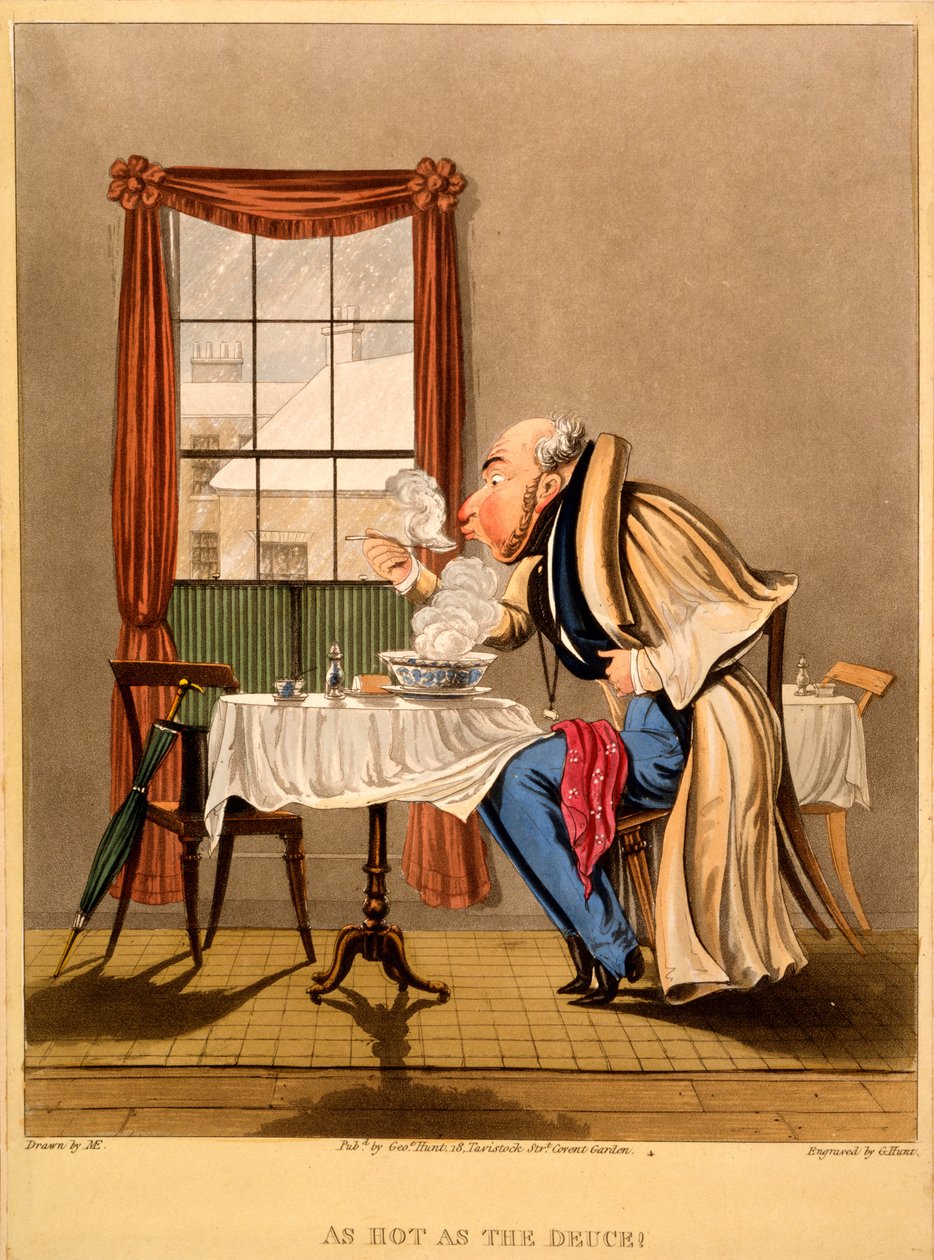 Caldo come il diavolo!, stampa di George Hunt, 1827 da M. Egerton