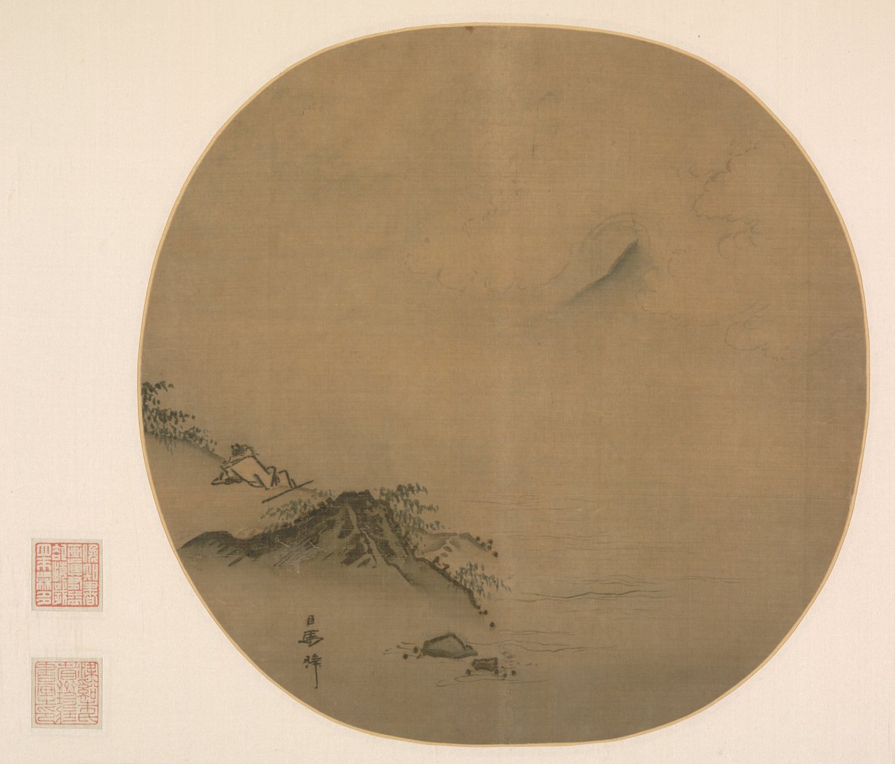 Studioso reclinato e osservando le nuvole che si alzano, Poesia di Wang Wei, 1225-75 da Ma Lin