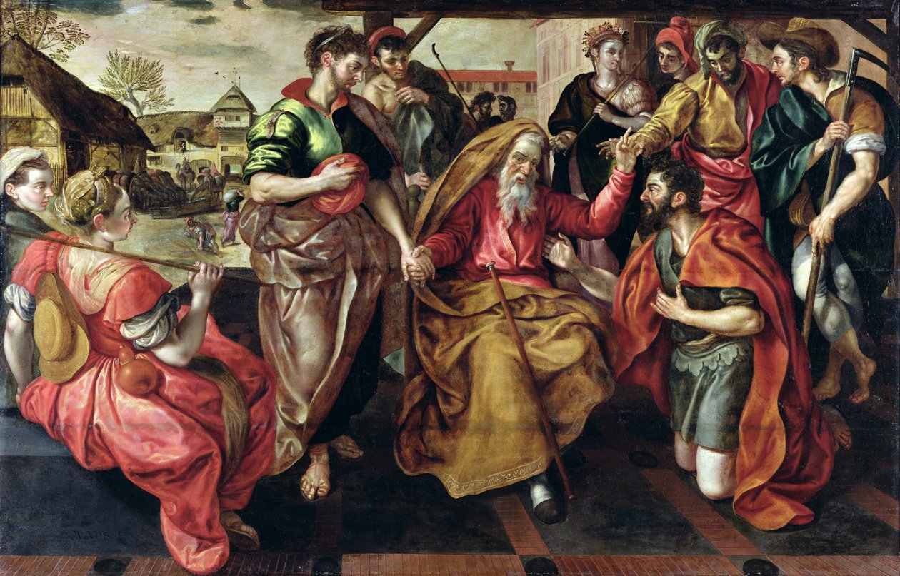 Eliezer chiede a Rebecca di sposare Isacco, 1562 da Maarten de Vos