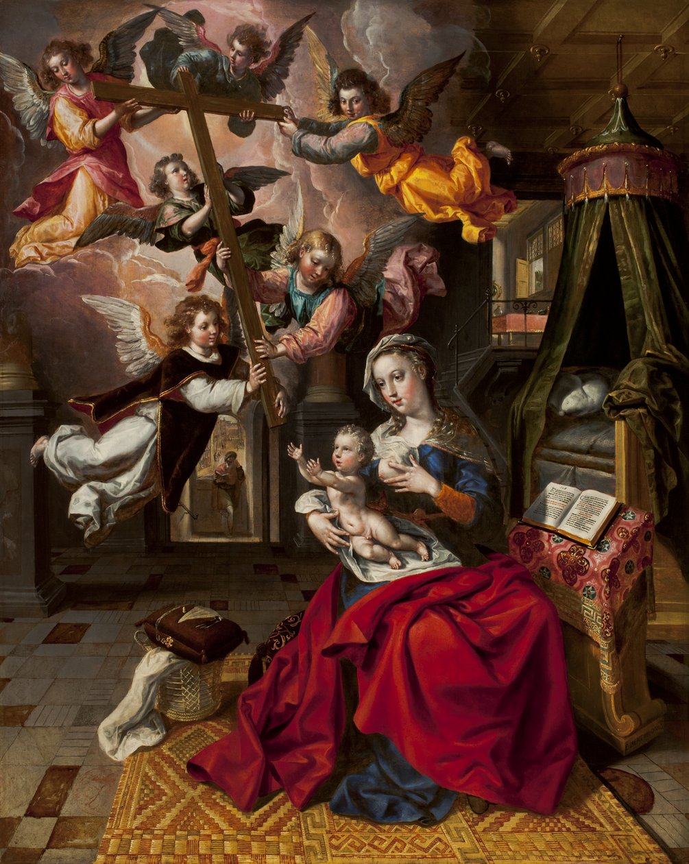 Vergine con il Bambino Gesù che accoglie la croce da Maarten de Vos