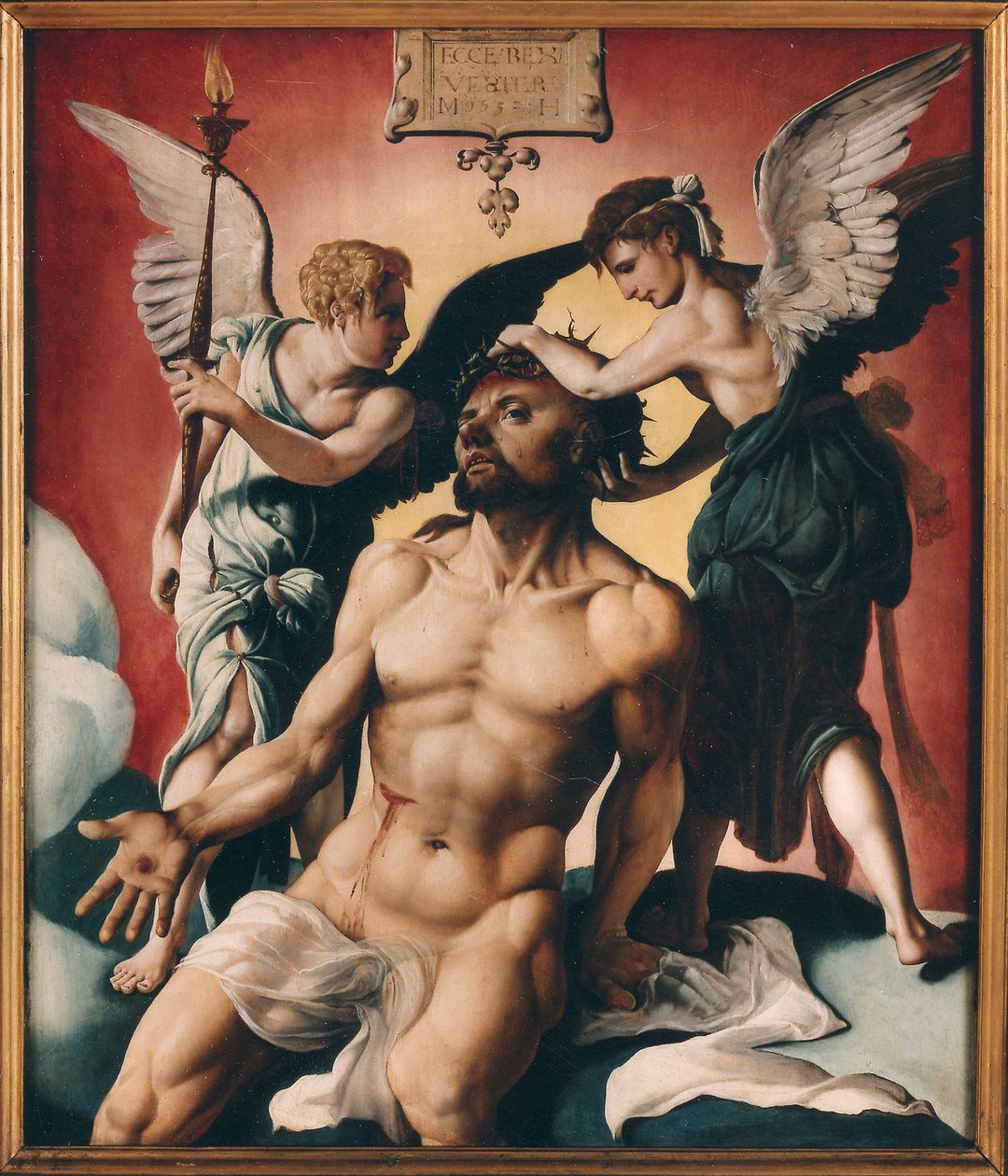 Cristo coronato di spine tra due angeli, 1532 da Maarten Jacobsz Heemskerck van