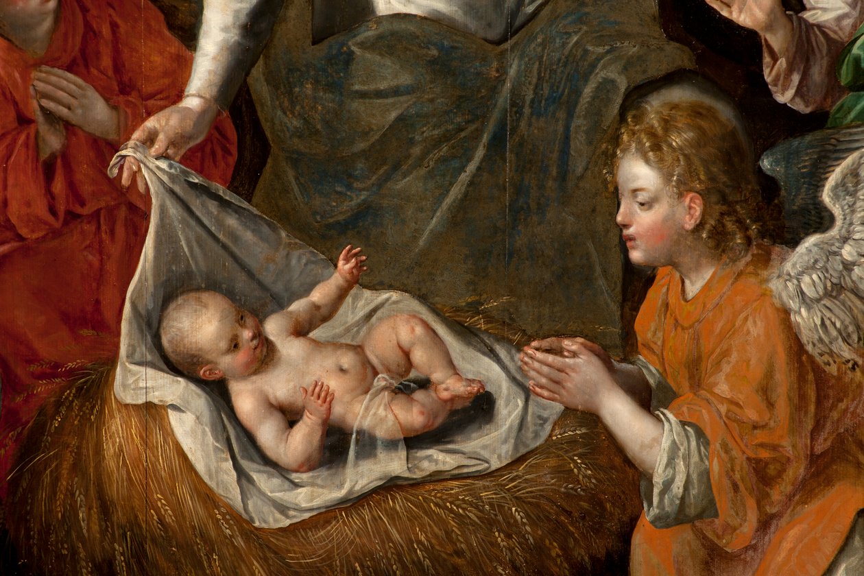 Adorazione dei Magi, Trittico, Pannello centrale (dettaglio) da Maarten de Vos