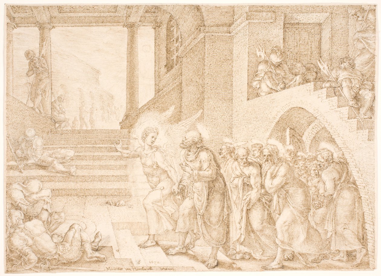 Gli apostoli liberati dalla prigione da un angelo da Maarten van Heemskerck