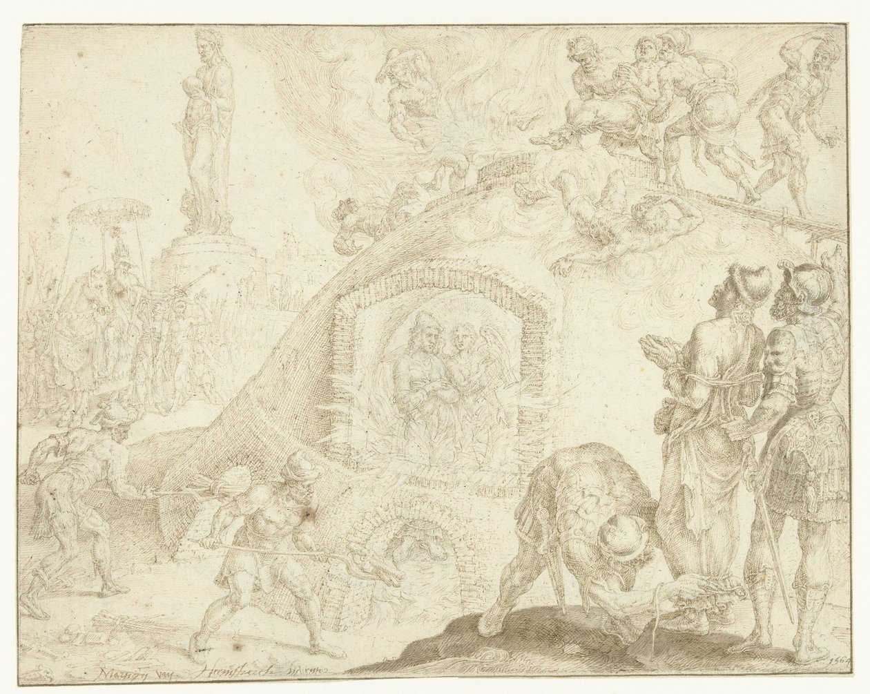 Tre giovani gettati in una fornace ardente (Historie van de drie jongelingen) da Maarten van Heemskerck