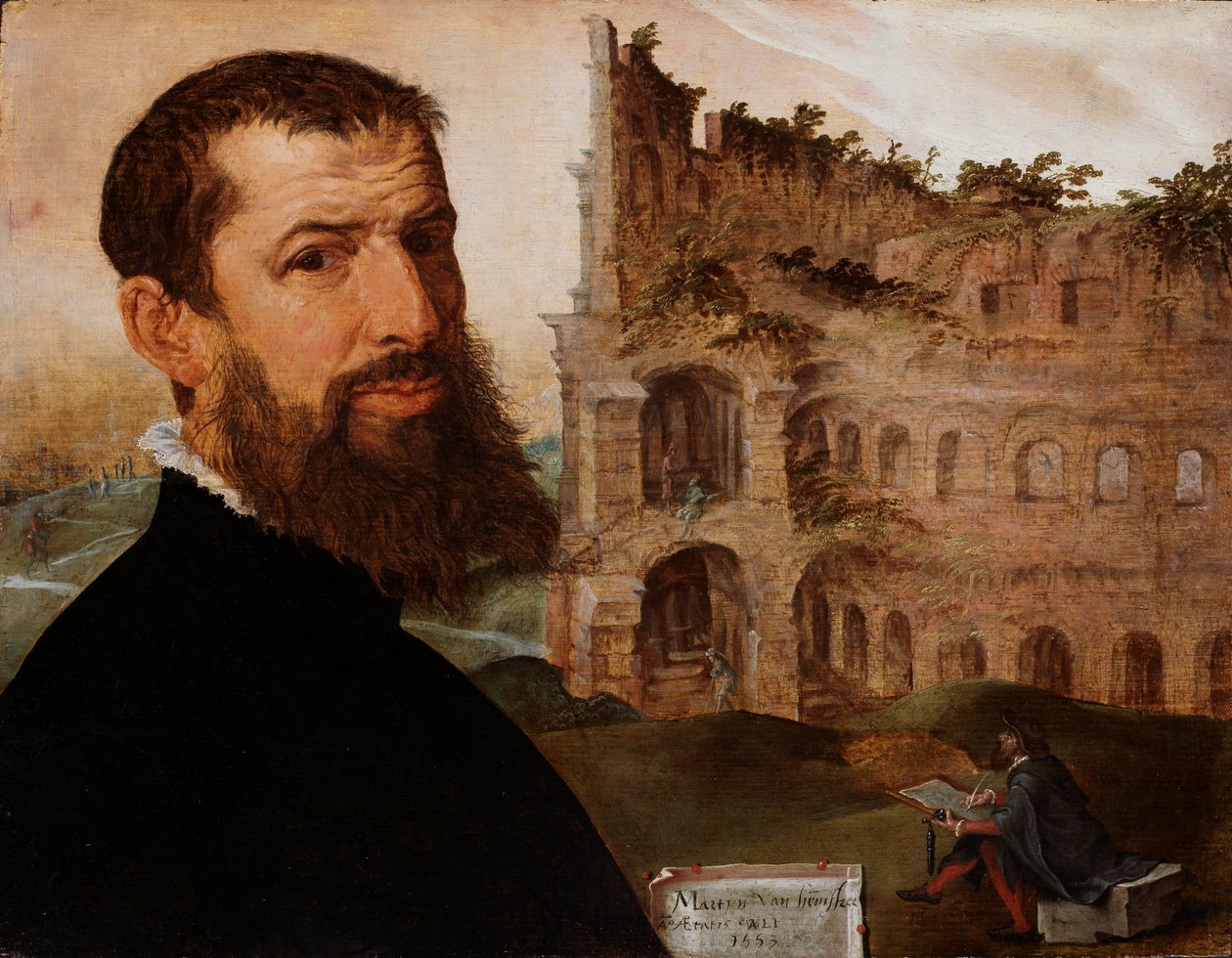 Tedesco: Selbstporträt mit dem Kolosseum Autoritratto con il Colosseo da Maarten van Heemskerck