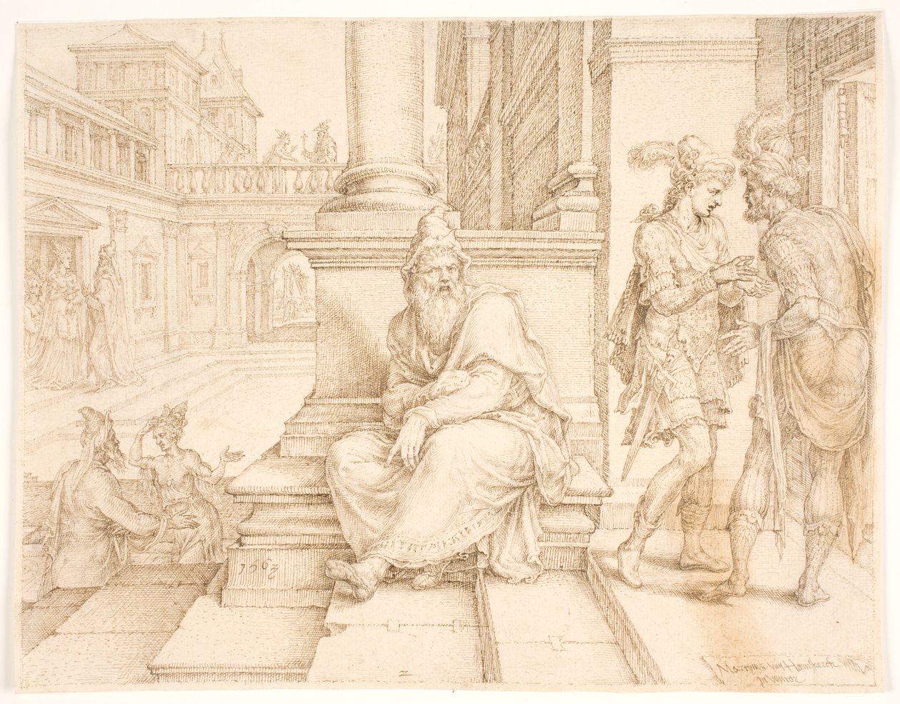 Mardocheo ascolta il tradimento di Bigtan e Teresh da Maarten van Heemskerck