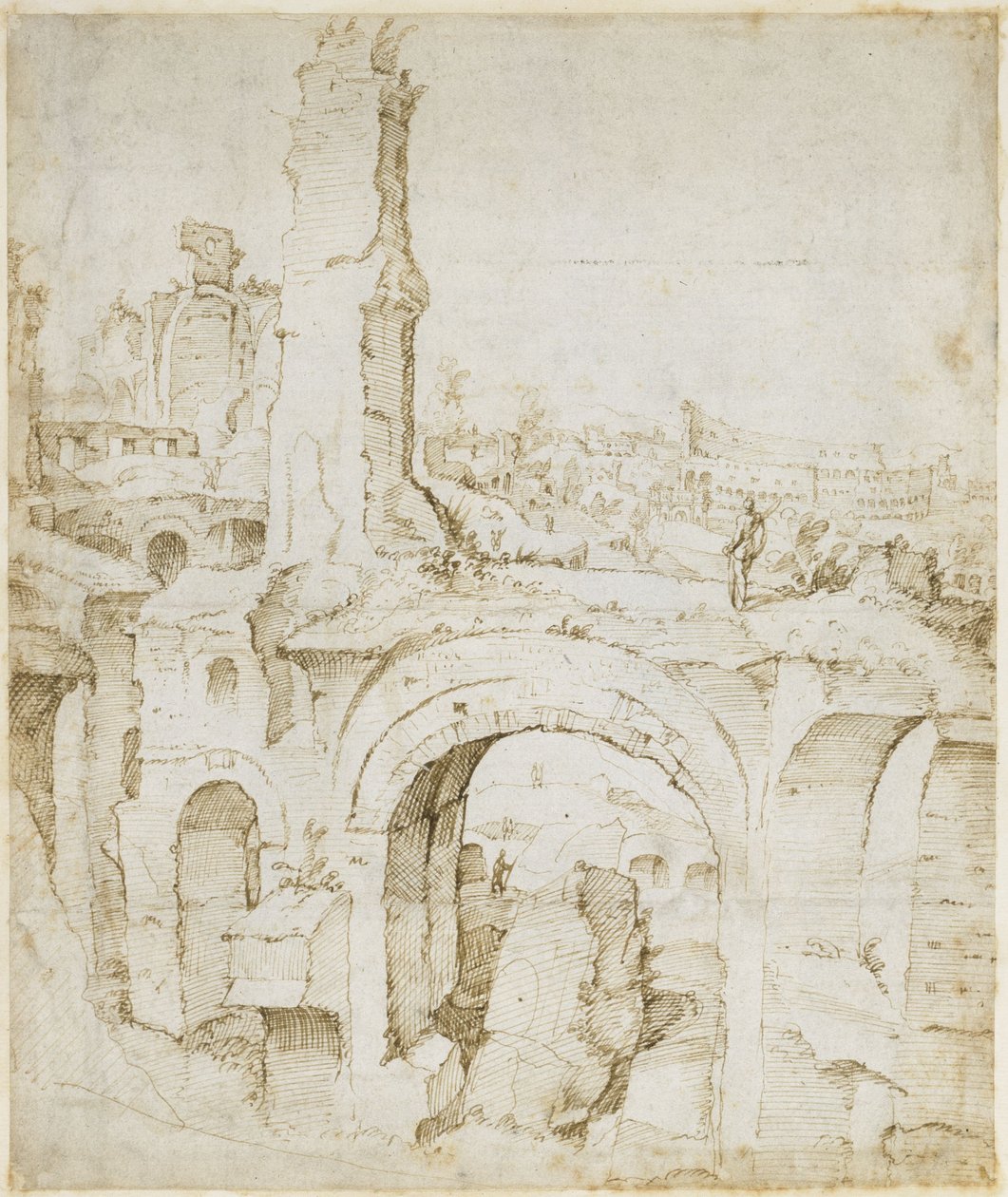 Vista dalla Domus Severiana verso il Colosseo da Maarten van Heemskerck