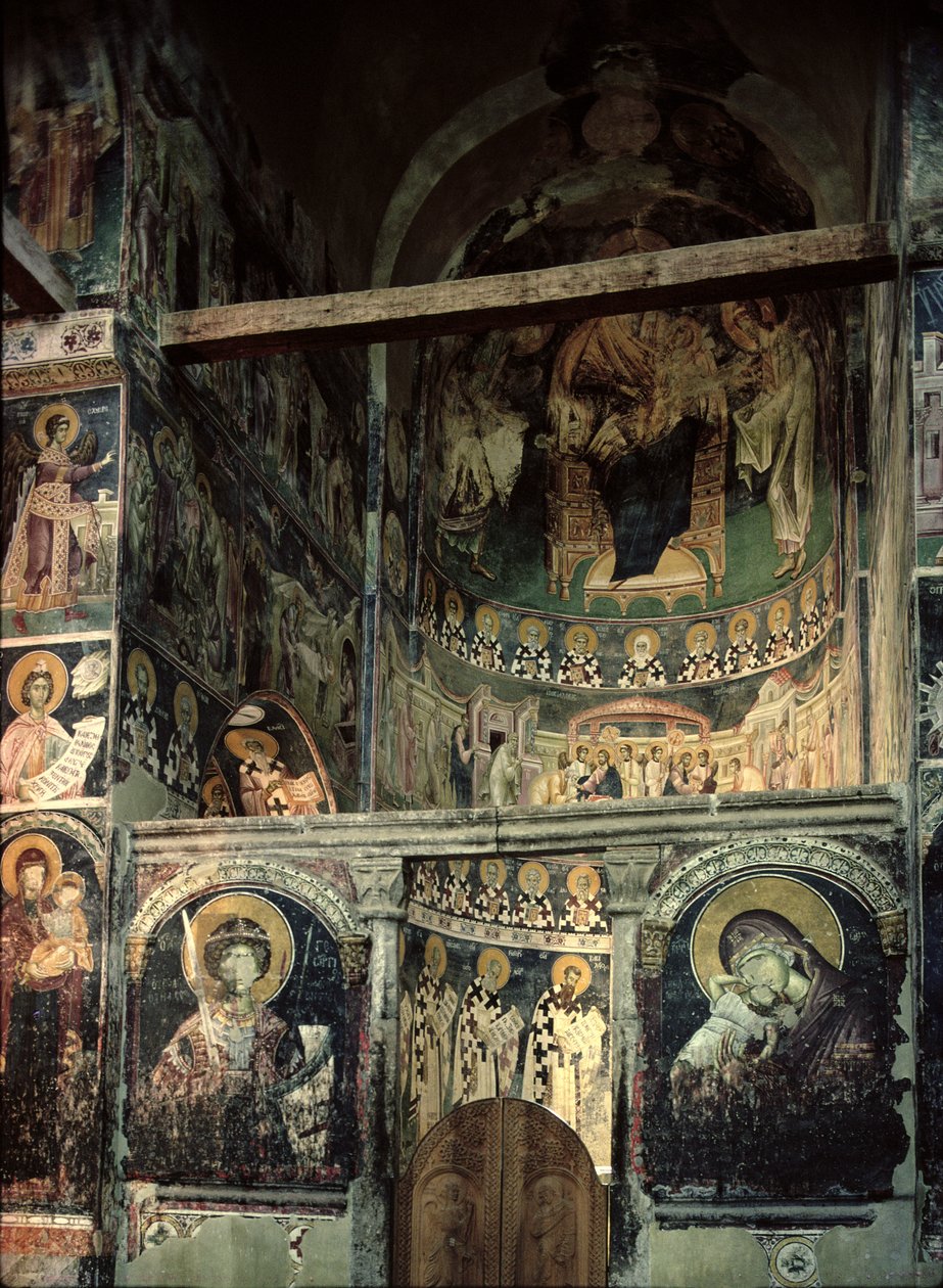 Iconostasi e abside, affreschi dipinti nel 1313 da Macedonian School