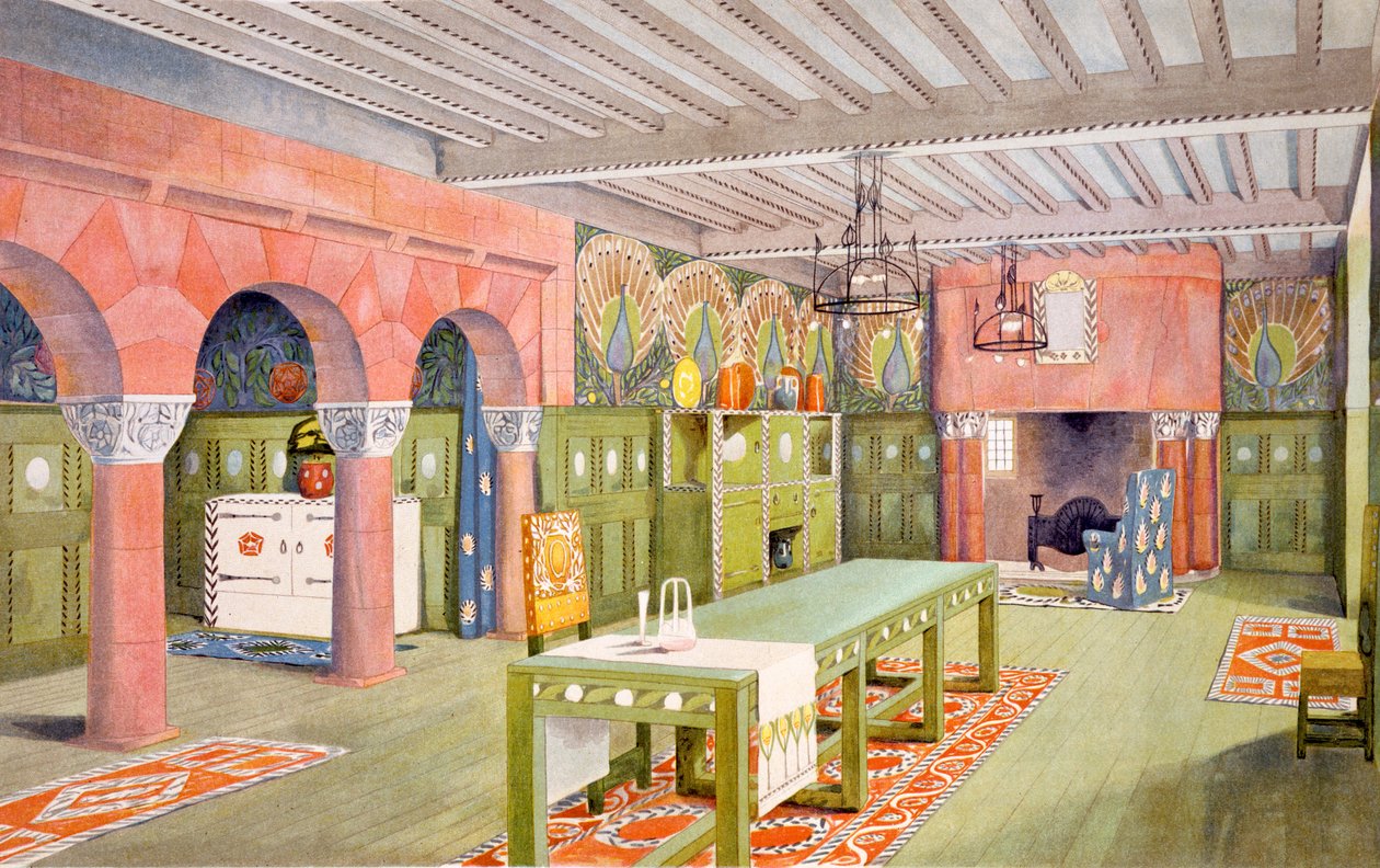 Sala da pranzo, stampa realizzata da Emil Hochdanz, c.1901 da Mackay Hugh Baillie Scott