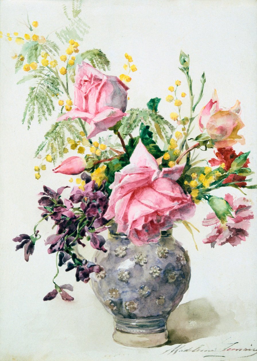 Vaso di rose, c. 1865-1928 da Madeleine Jeanne Lemaire