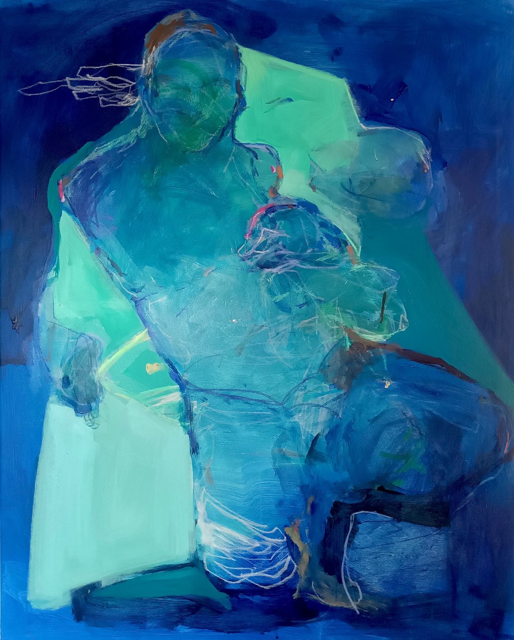 In Stillness We Unfold: Echoes of Feeling, 2025 (acrilici e pastelli su tela) da Madgalena Morey