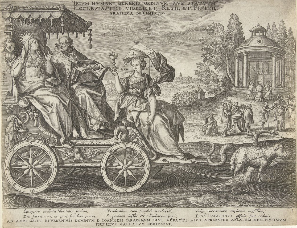 Allegoria del Primo Stato, inciso da Adriaen Collaert dopo Maarten de Vos e pubblicato da Philip Galle; dedicato a Jean Sarrazin da Maarten de Vos