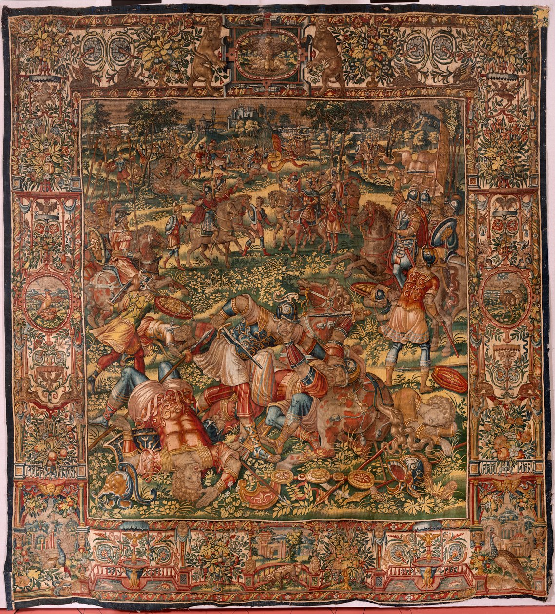 Museo diocesano (Museo Diocesano). Arazzo fiammingo. Bruxelles. Atelier François Geubels. Serie Storia di Gedeone. La sconfitta dei Madianiti. Seta e lana. Lascito del Vescovo Vicente Roca de la Serna. Barocco. 1534-1571. da Maerten van Heemskerck