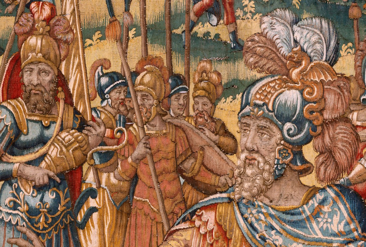 Museo Diocesano. Arazzo fiammingo. Bruxelles. Atelier François Geubels. Serie Storia di Gedeone. Gli israeliti consegnano a Gedeone la loro parte del bottino. Seta e lana. Lascito del vescovo da Maerten van Heemskerck