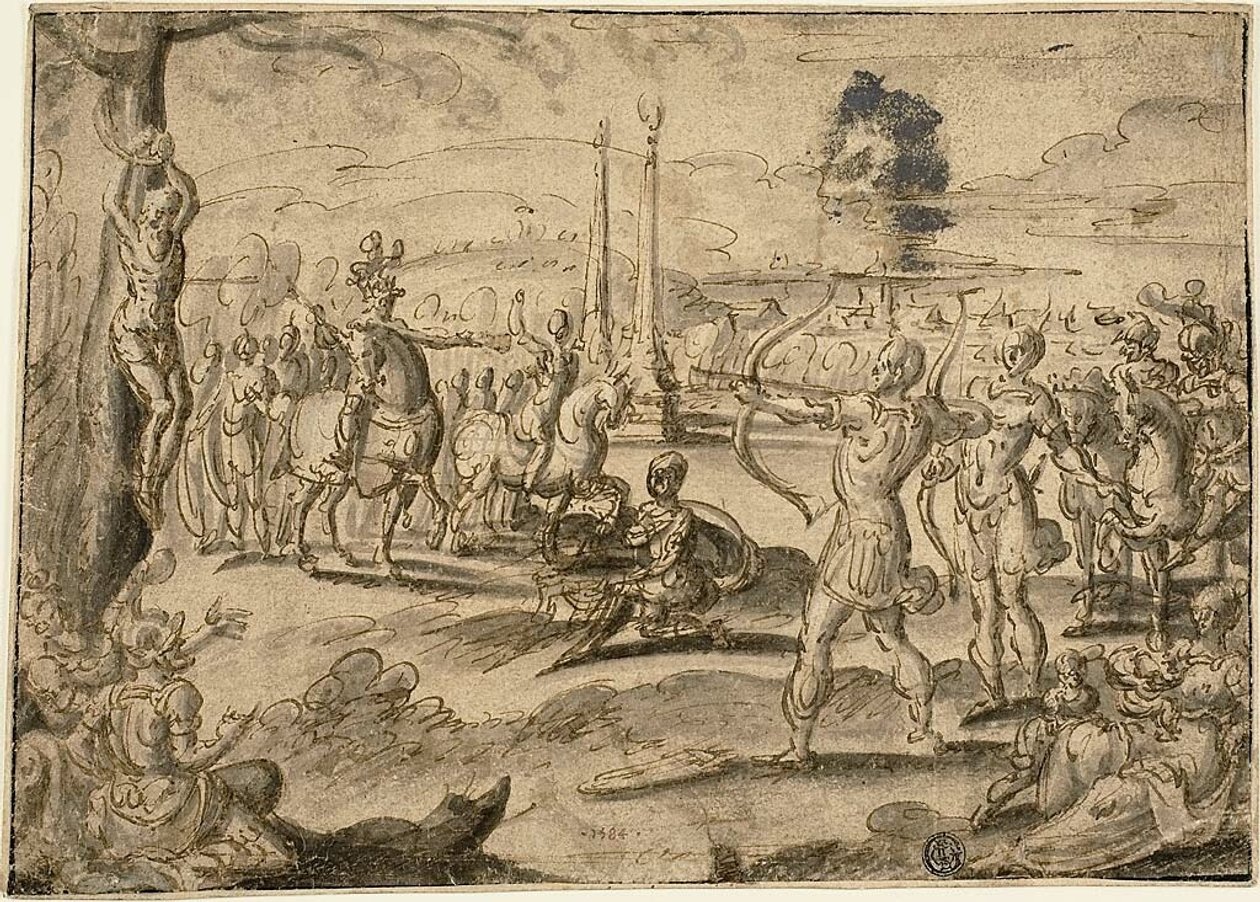 Sparare al cadavere del padre da Maerten van Heemskerck