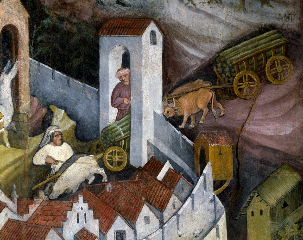 Raccolta del legno, dettaglio dal Mese di Dicembre, Ciclo dei Mesi da Maestro (attr. to) Venceslao