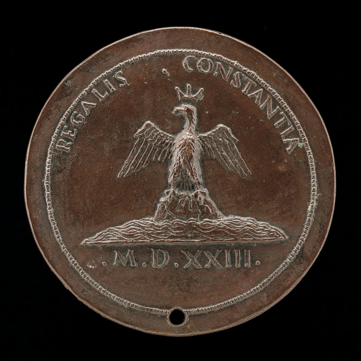 Aquila incoronata su un tumulo tra le acque [retro], 1523 da Maffeo Olivieri