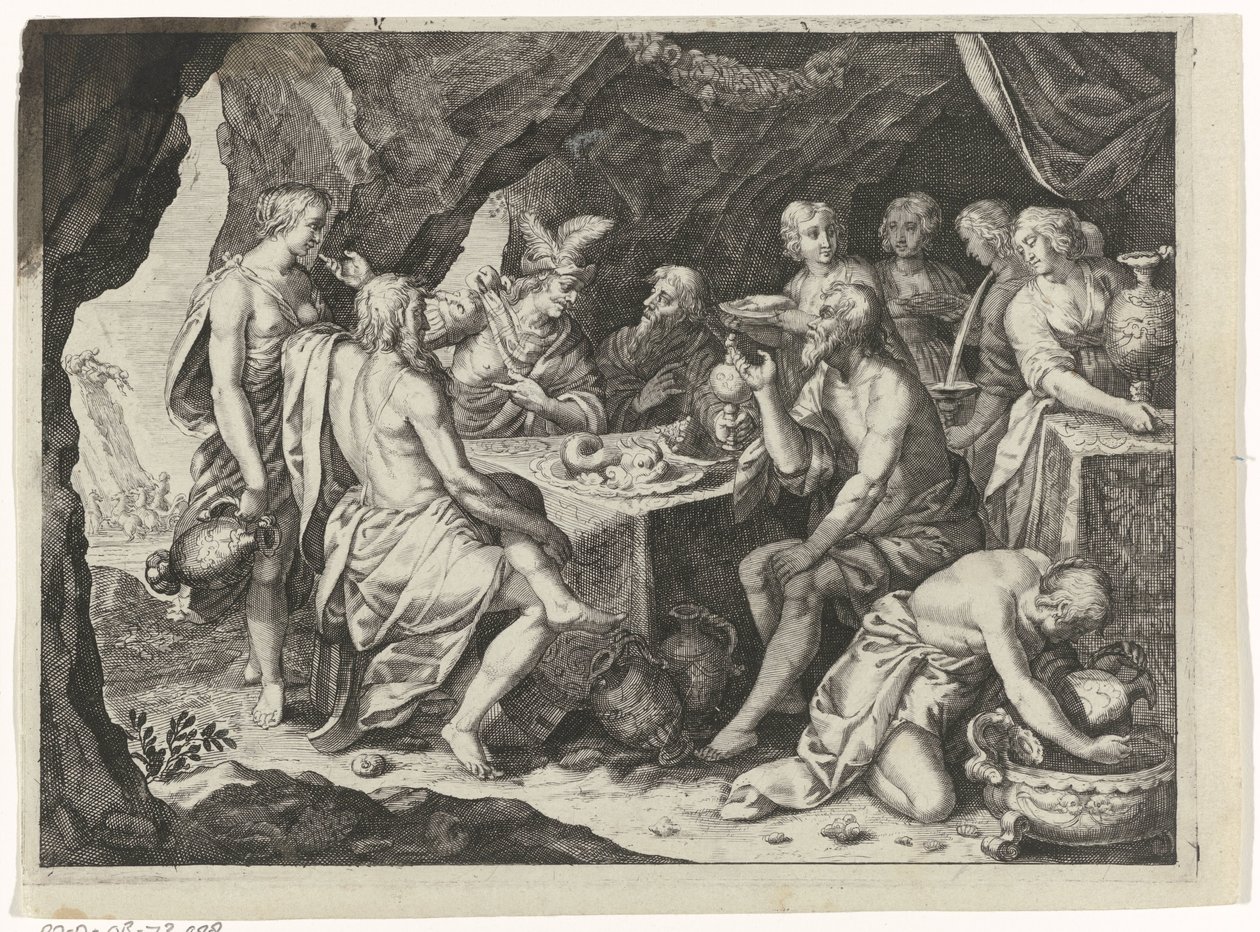 Scena dalle Metamorfosi di Ovidio: un pasto in una grotta da Magdalena van de Passe (attributed to)