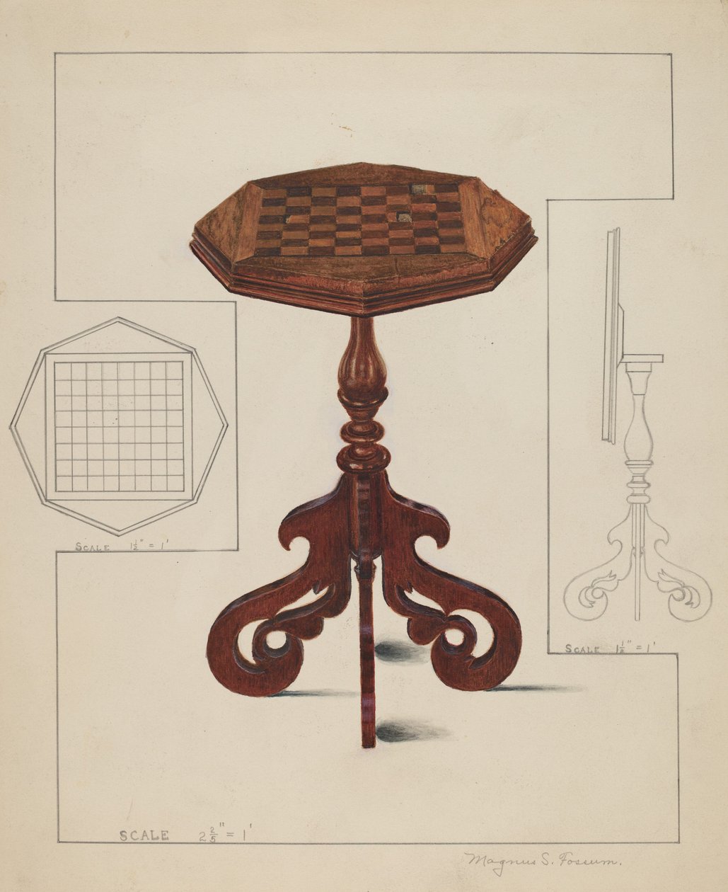 Tavolo a scacchiera, c. 1936 da Magnus S. Fossum