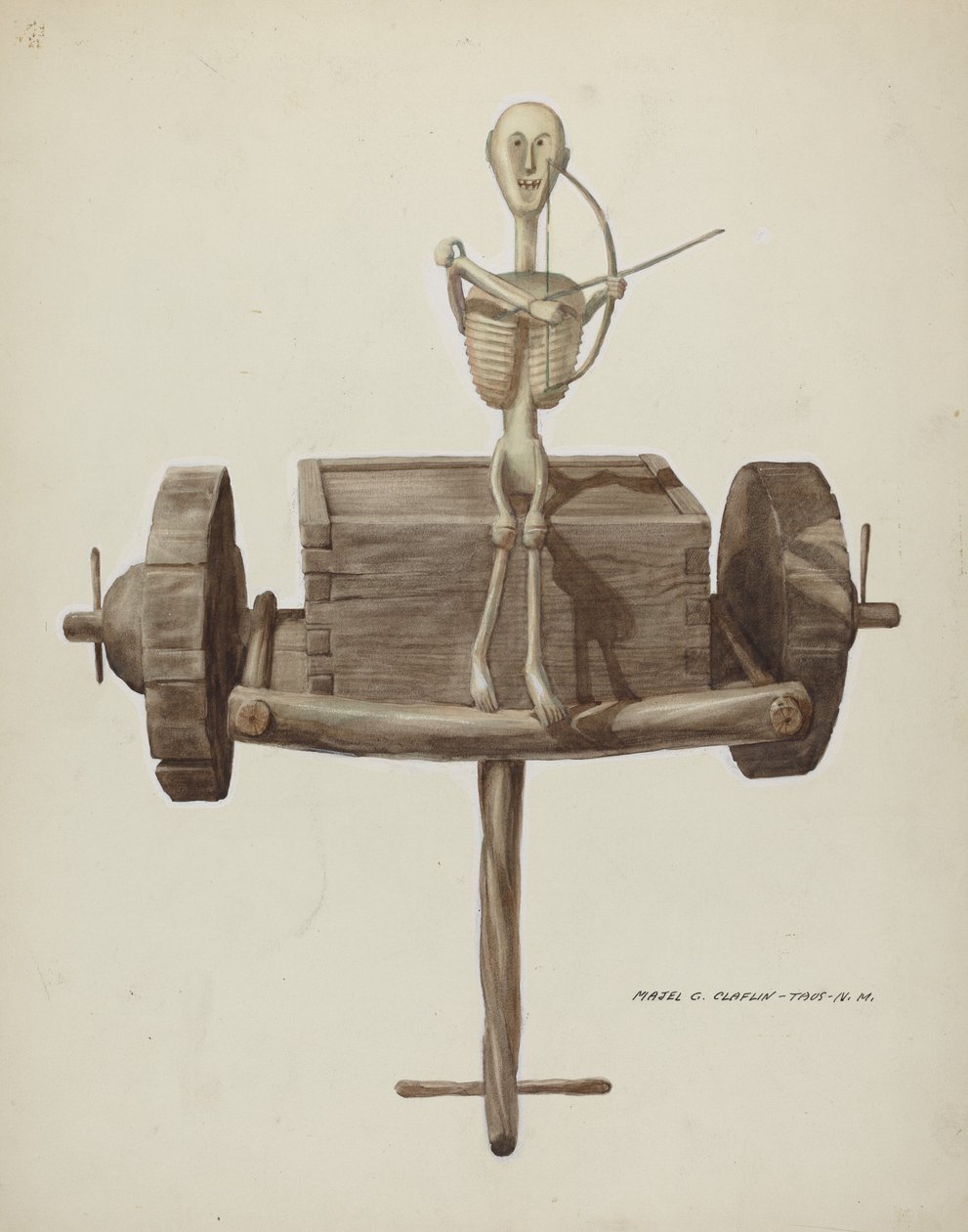 Carro della morte penitenziale e figura della morte, c. 1937 da Majel G. Claflin