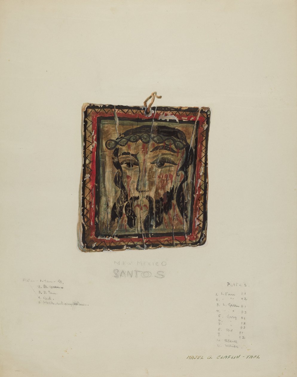 Piccola Testa di Cristo - Retablo, c. 1940 da Majel G. Claflin