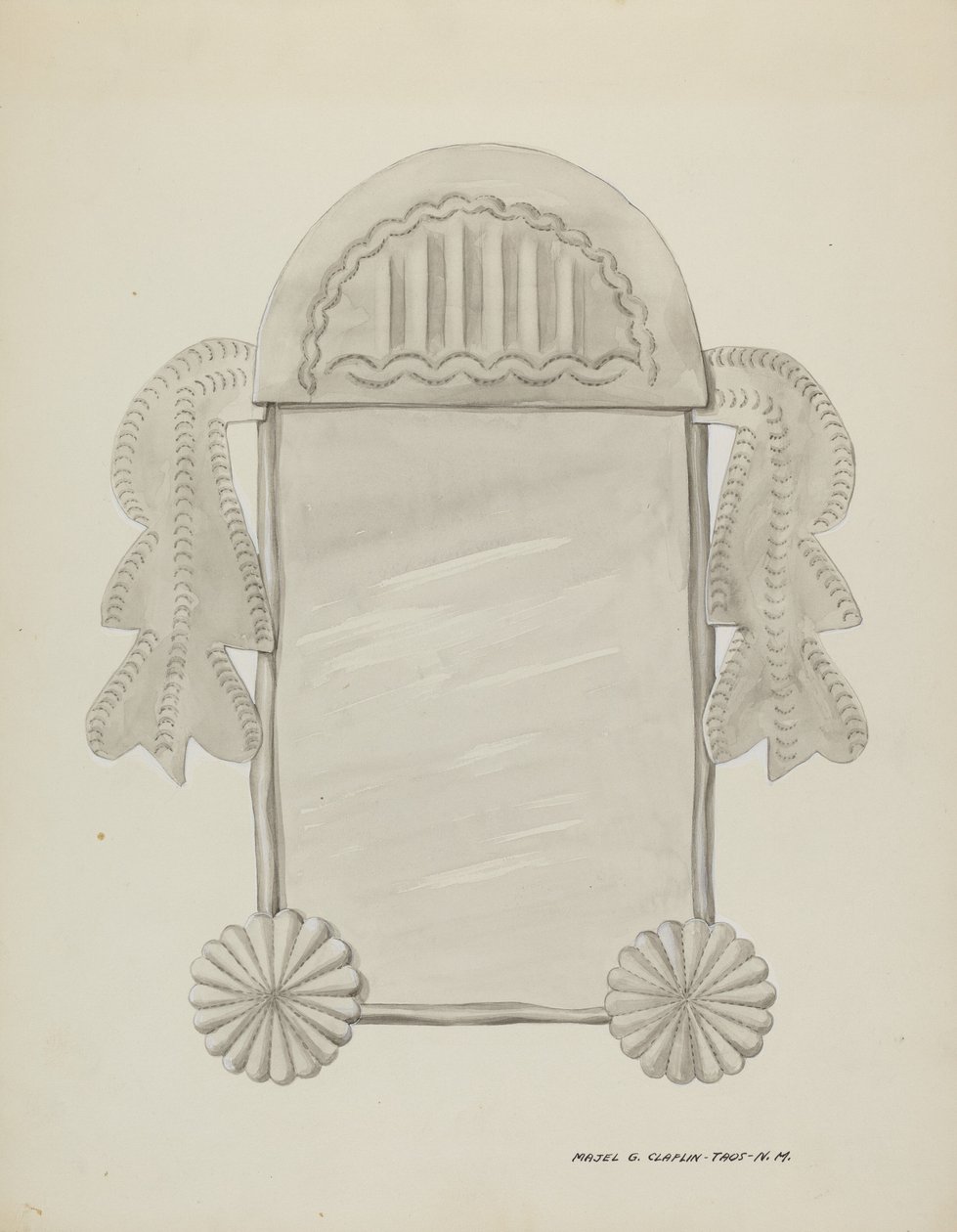 Piccolo Specchio con Cornice di Latta, c. 1937 da Majel G. Claflin