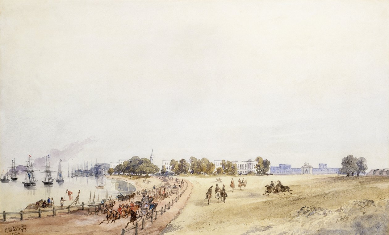 Veduta del forte e della città, Calcutta, 1854 da Major General Sir Charles Walters DOyly