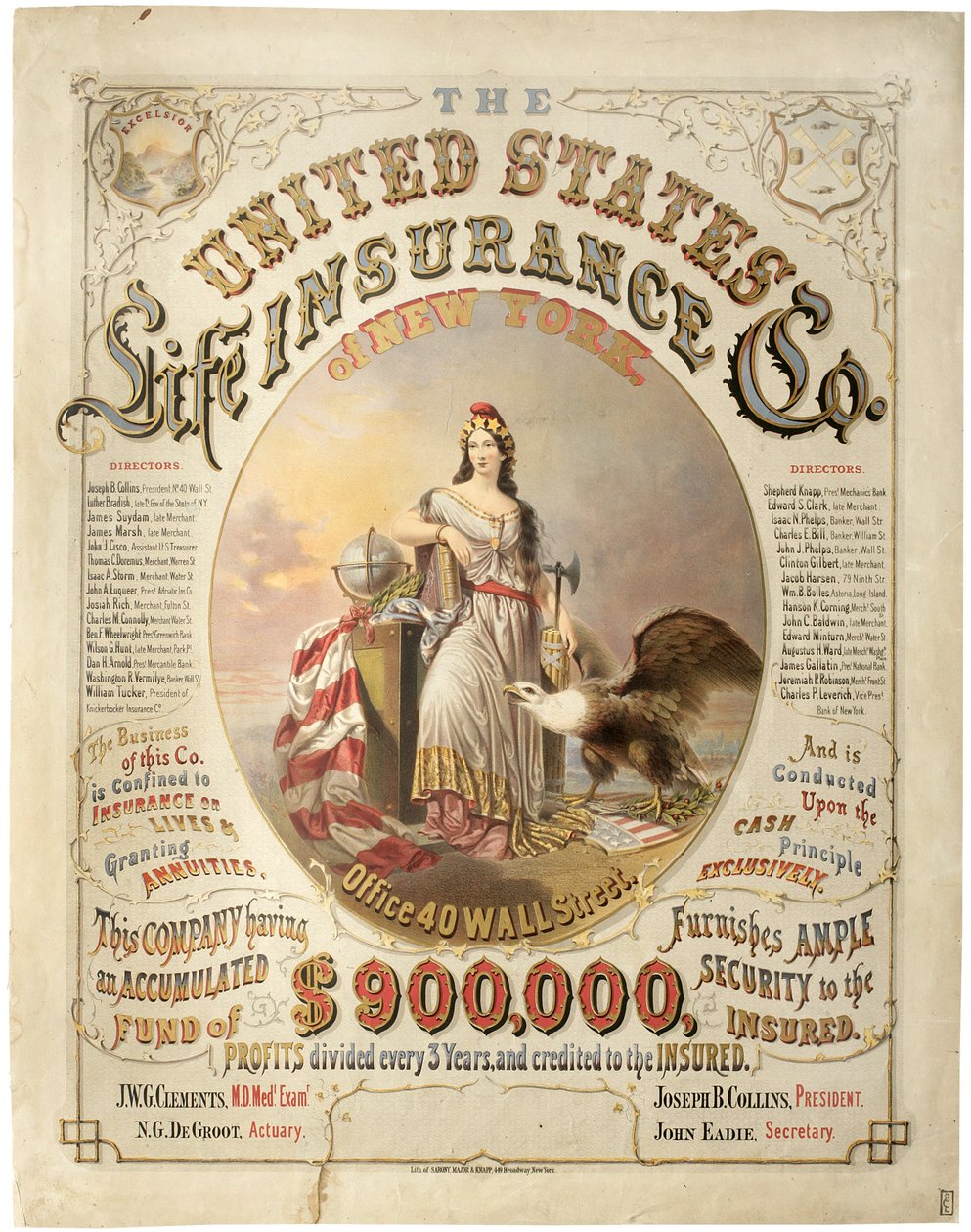 United States Life Insurance Co. di New York da Major and Knapp Sarony