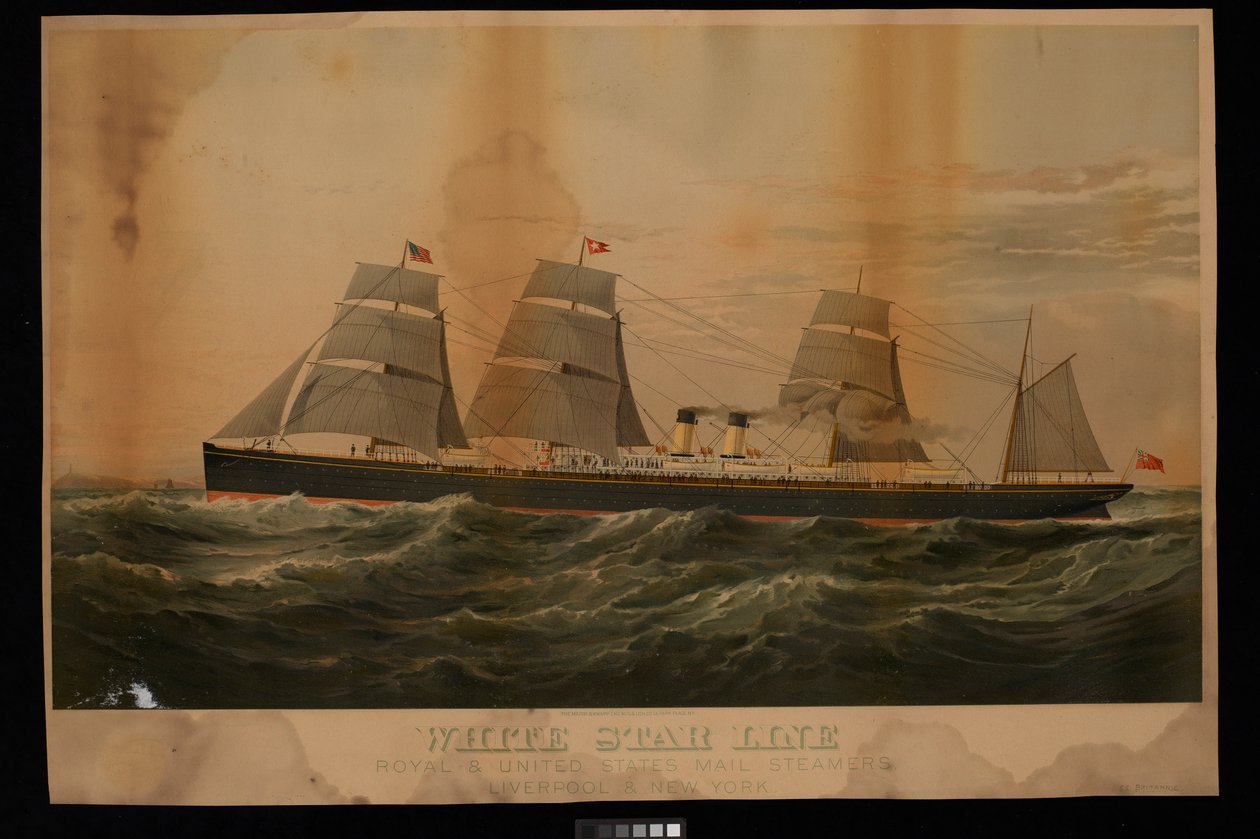 White Star Line Royal & United States Mail Steamers Liverpool & New York Britannic da Major and Knapp Sarony
