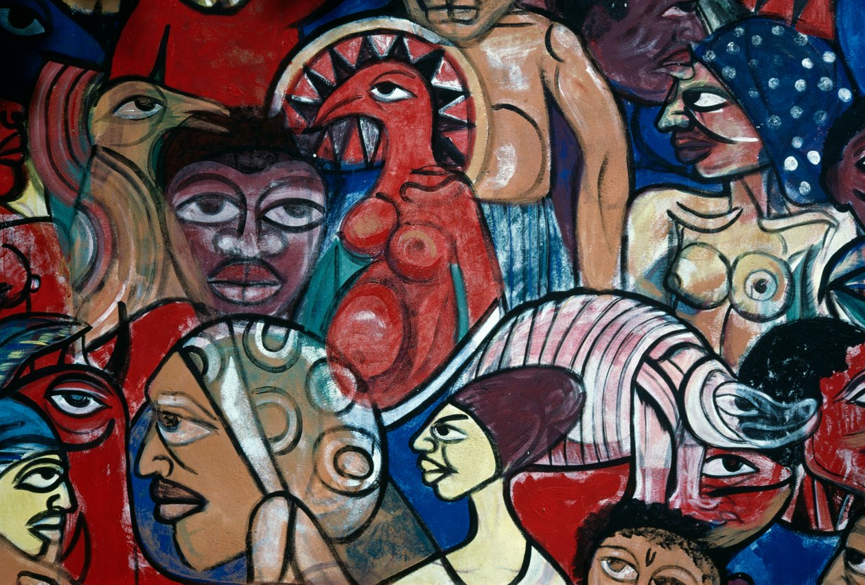 Volti, murale nel giardino del Museo di Storia Naturale di Maputo, di Malangatana Valente Ngwenya (1936-2011), Mozambico, XX secolo da Malangatana Valente Ngwenya