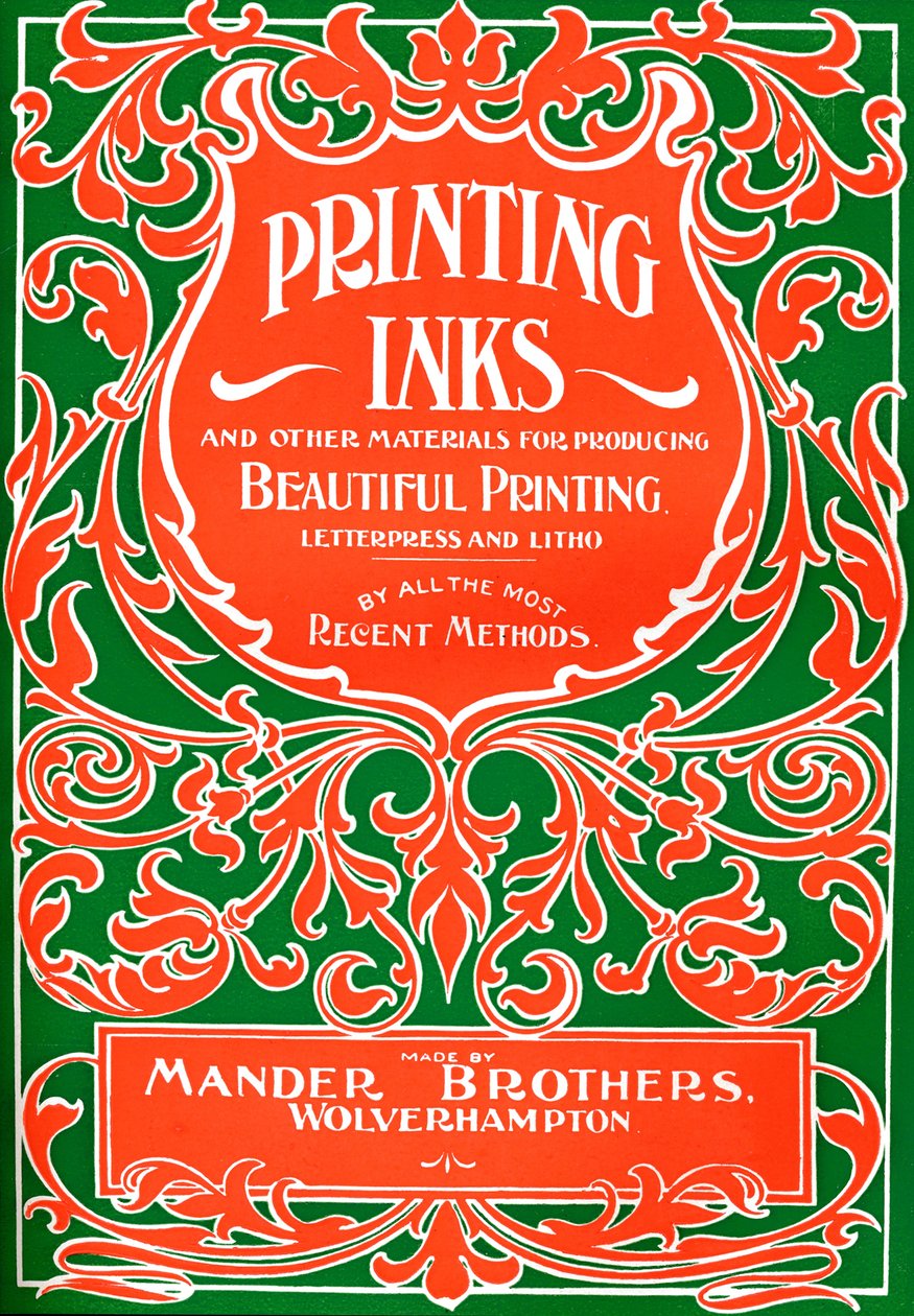 Inchiostri da stampa e altri materiali per produrre una stampa bella - pubblicità, 1916 da Mander Brothers