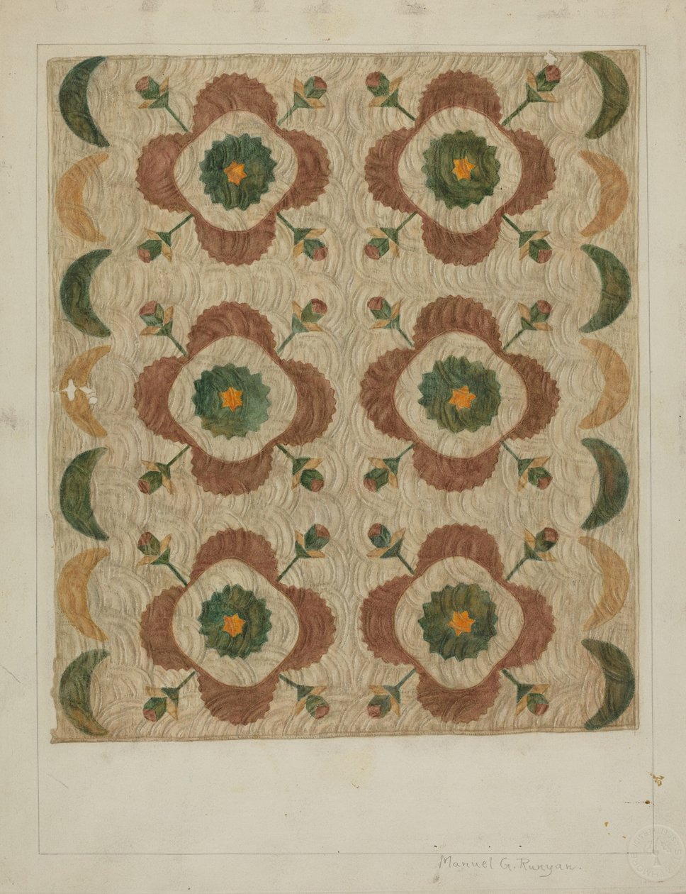 Coperta applicata e trapuntata, 1935-1942 da Manuel G. Runyan