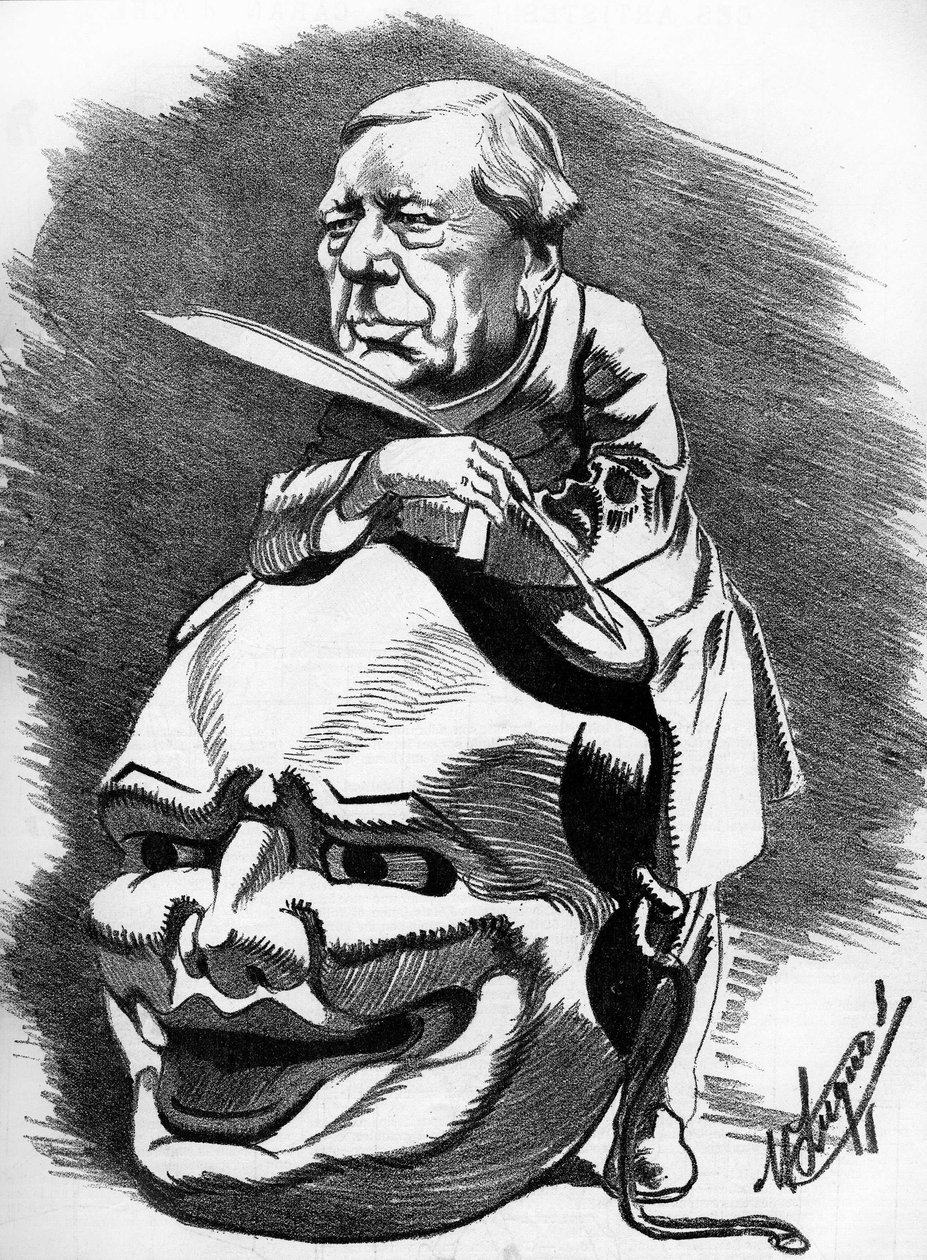 Eugène Labiche (1815-1888), drammaturgo francese. Caricatura del caricaturista Manuel Luque. In 
