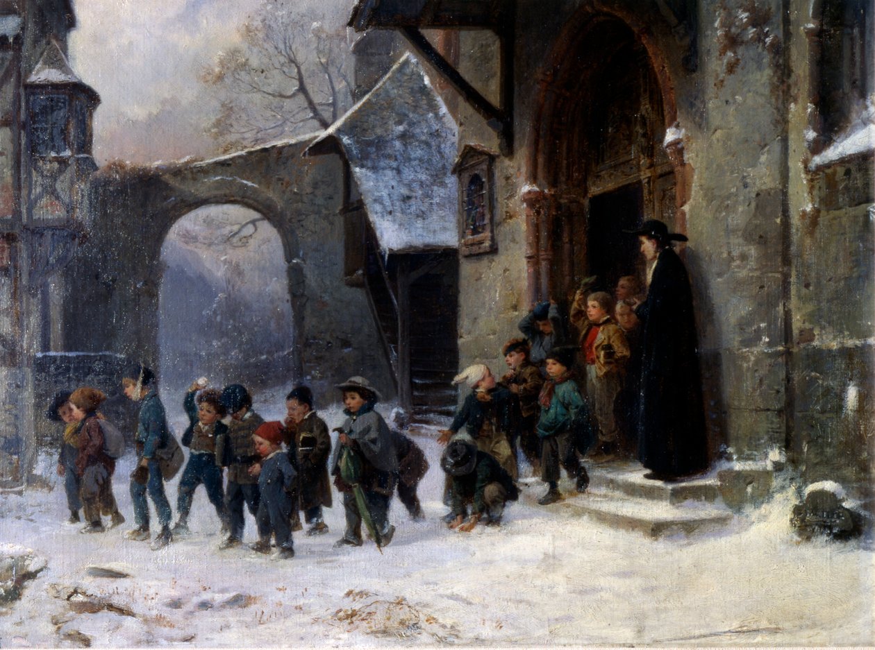 Bambini che escono da scuola da Marc Louis Benjamin Vautier