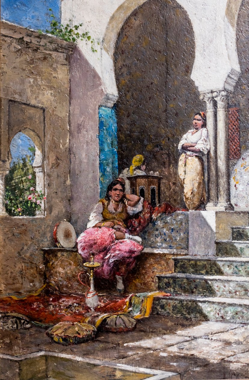 Les Belles du harem (olio su tavola) da Marc-Alfred Chataud