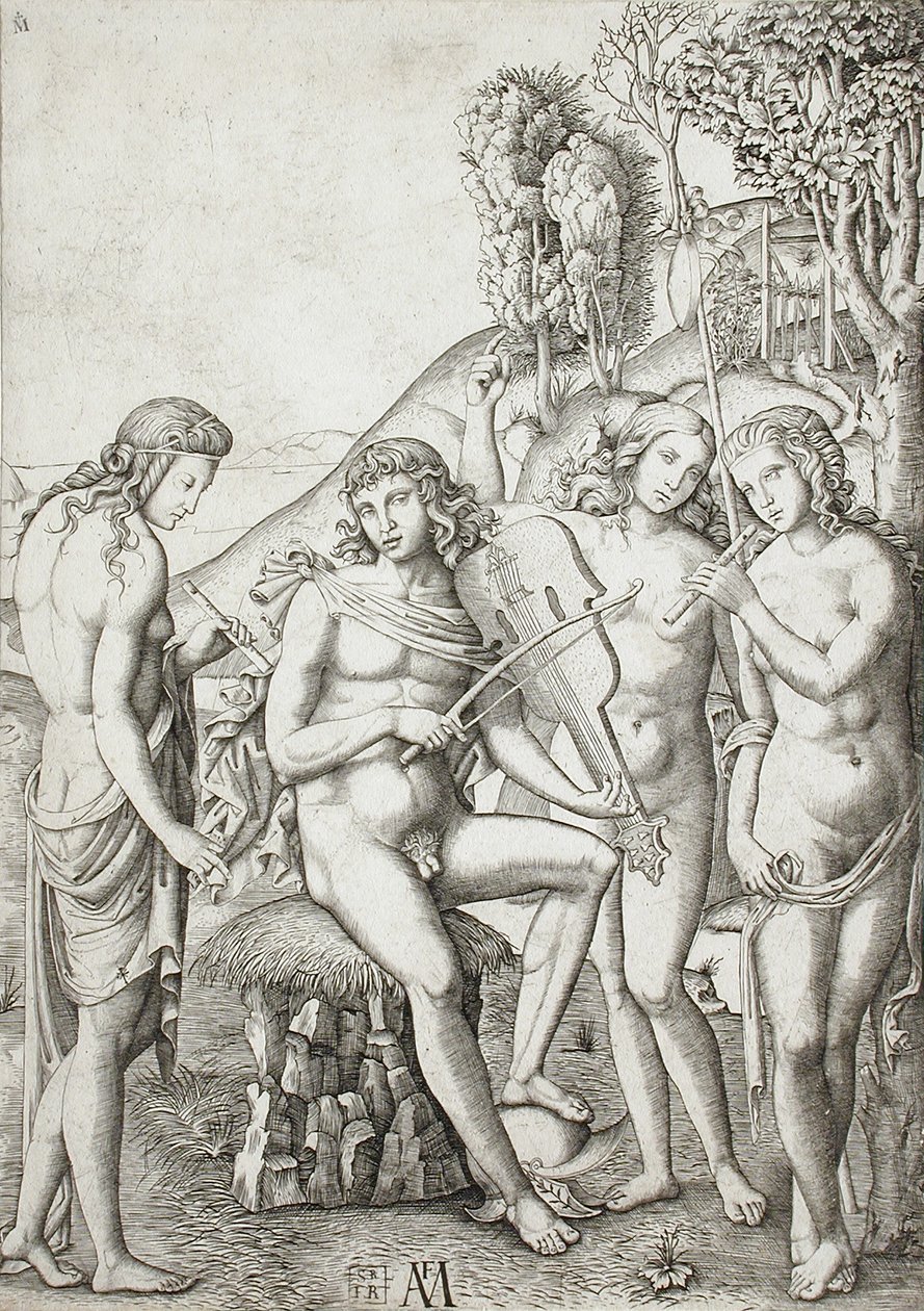 Apollo insegna la musica alle Grazie da Marcantonio Raimondi