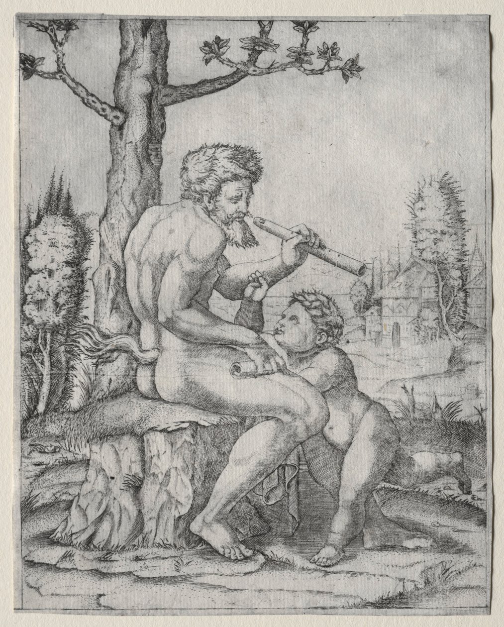 Fauno e Bambino, c. 1509 da Marcantonio Raimondi