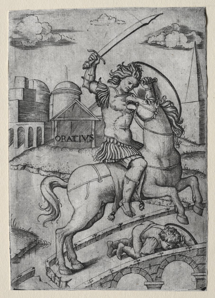 Orazio Coclite che Difende il Ponte Sublicio da Marcantonio Raimondi