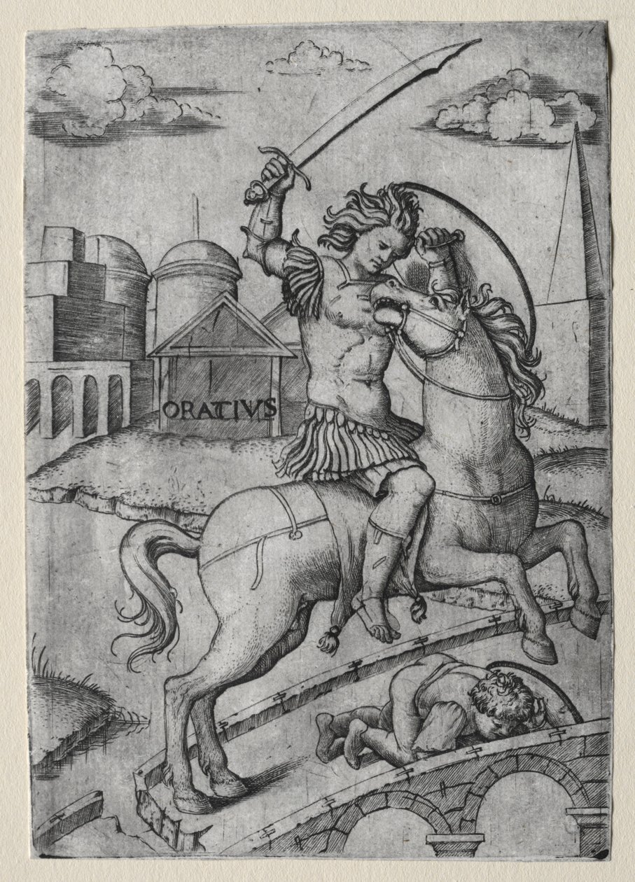 Orazio Coclite che difende il ponte Sublicio da Marcantonio Raimondi