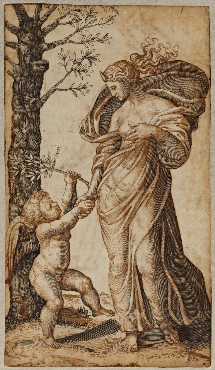 Riconciliazione di Minerva e Cupido da Marcantonio Raimondi