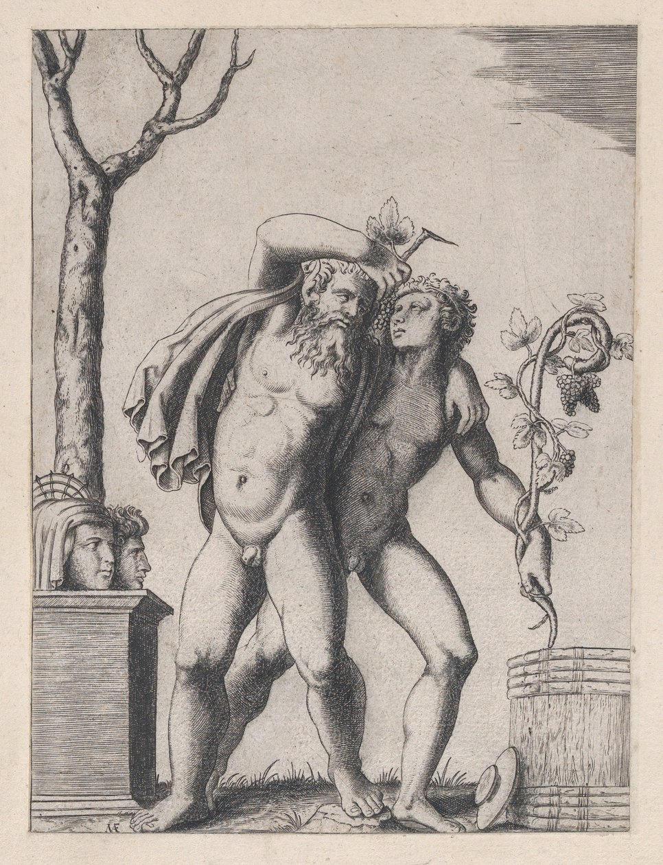 Speculum Romanae Magnificentiae: Giovane e vecchio baccante, ca. 1514-36 da Marcantonio Raimondi