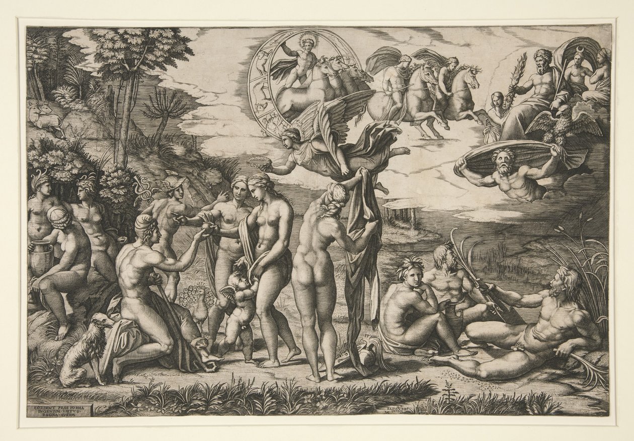 Il Giudizio di Paride, dopo Raffaello, c.1510-20 da Marcantonio Raimondi