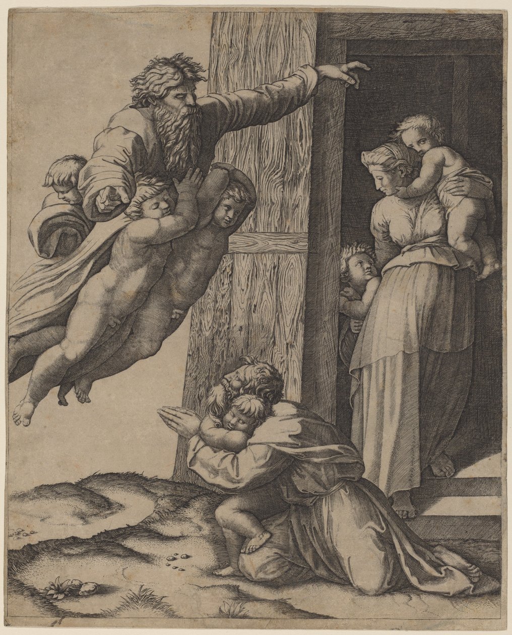 Dio appare a Noè da Marcantonio Raimondi after Raphael