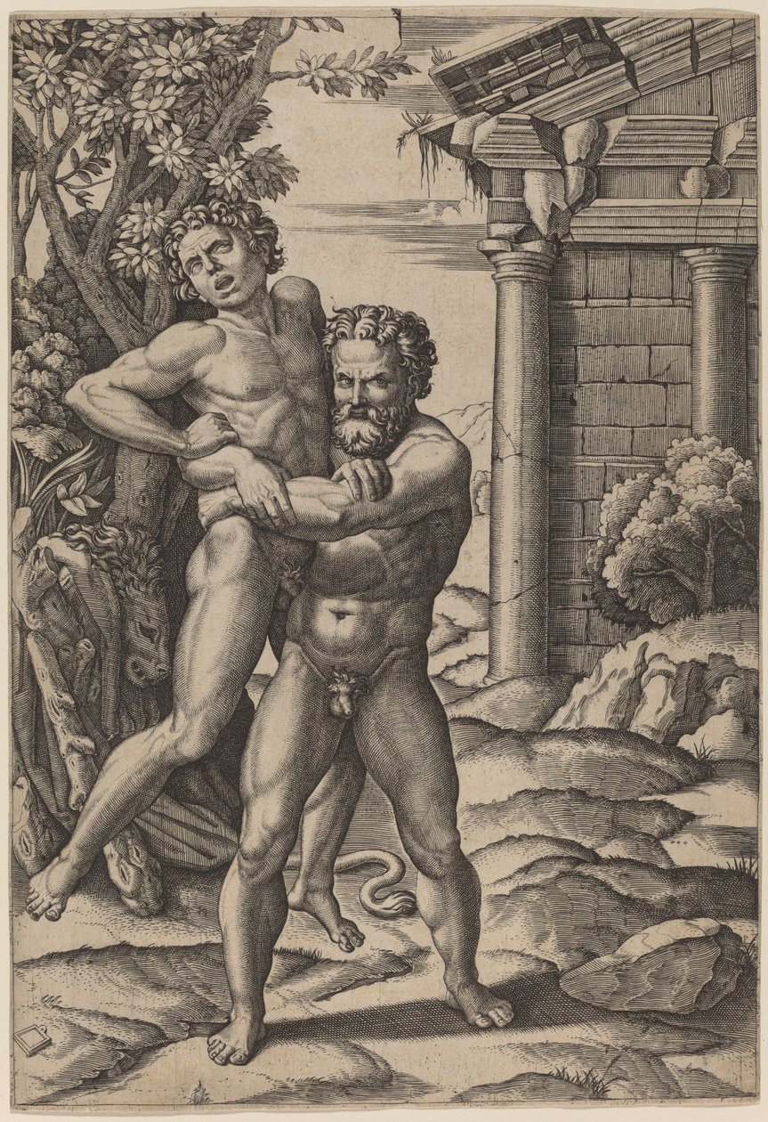 Ercole e Anteo da Marcantonio Raimondi, after Raphael