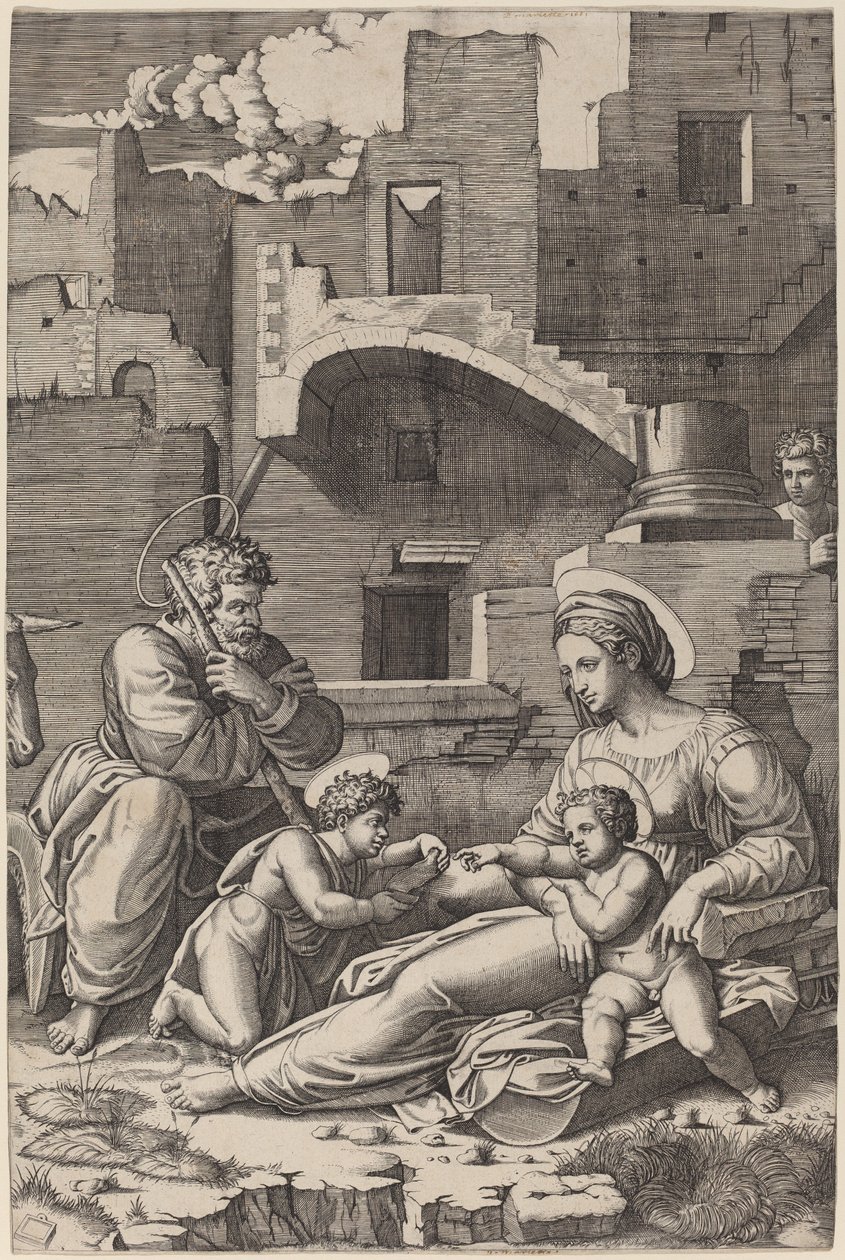 La Sacra Famiglia con il Giovane San Giovanni Battista da Marcantonio Raimondi after Raphael